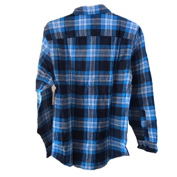 New Men's Long-Sleeve Button Down Tartan Plaid Two-Pocket Flannel Shirt - Picture 2 of 4